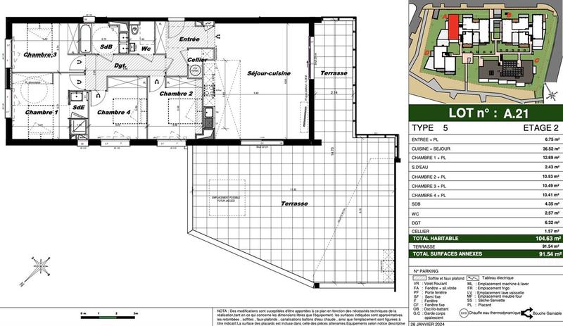 Appartement - 105 m² - 5 pièces