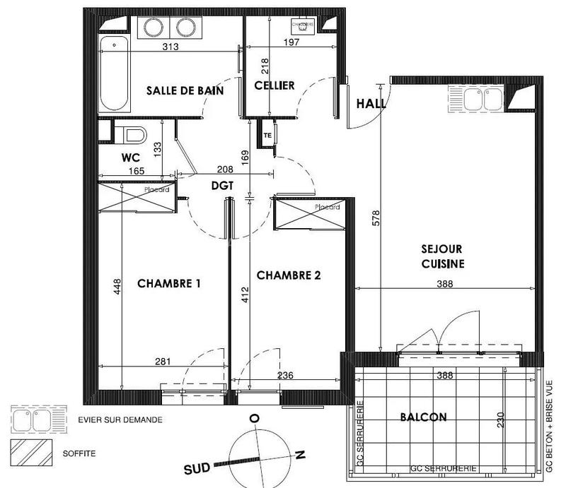 Appartement - 64 m² - 3 pièces