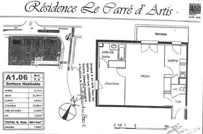 Appartement - 50 m² - 2 pièces