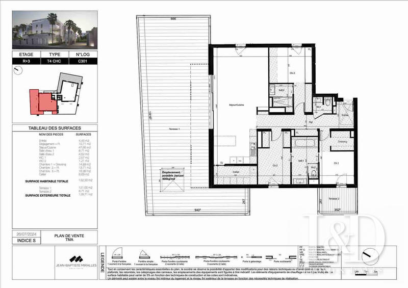 Appartement - 132 m² - 4 pièces