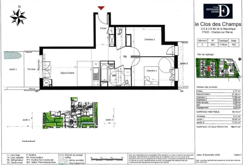 Appartement - 59 m² - 3 pièces