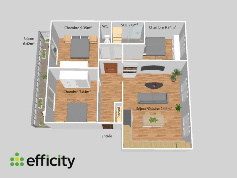 Appartement - 60 m² - 4 pièces