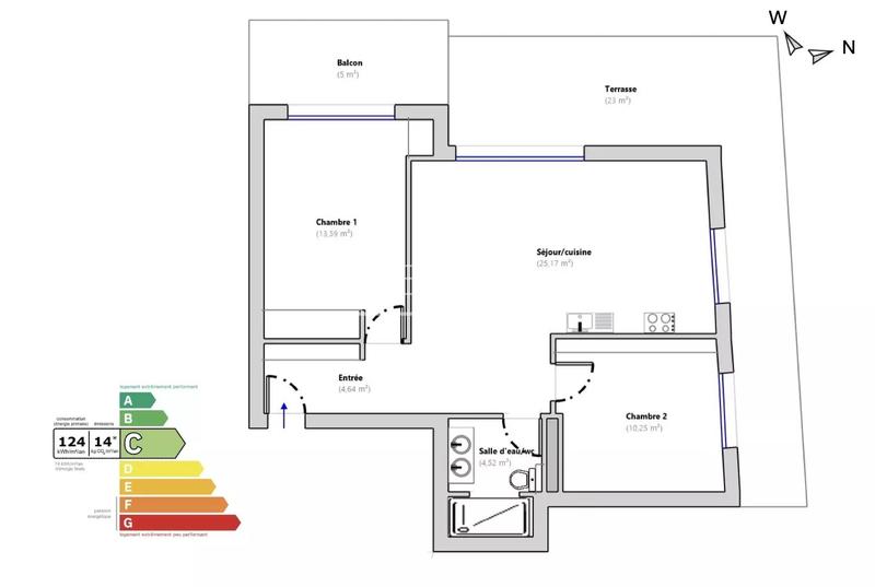 Appartement - 58 m² - 3 pièces