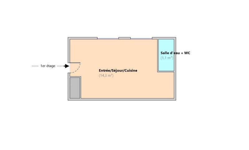 Studio - 15 m² - 1 pièce