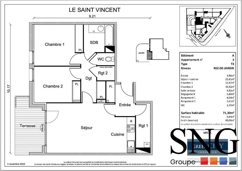 Appartement - 71 m² - 3 pièces