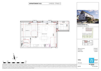 Appartement - 40 m² - 2 pièces