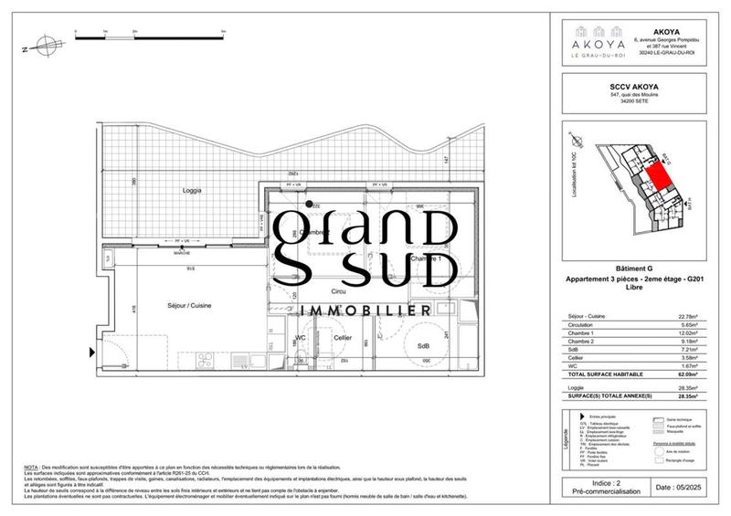 Appartement - 62 m² - 3 pièces