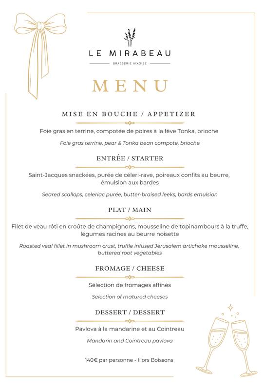 Restaurant le Mirabeau - Réveillon de la Saint-Sylvestre