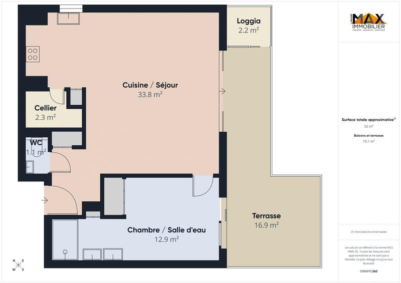 Appartement - 52 m² - 2 pièces