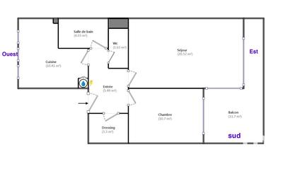 Appartement - 56 m² - 2 pièces