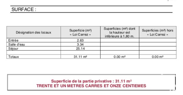 Appartement - 31 m² - 1 pièce