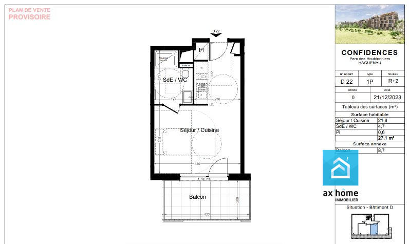 Appartement - 27 m² - 1 pièce