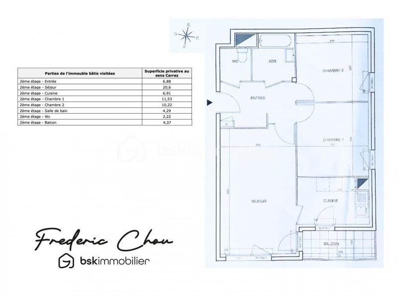 Appartement - 62 m² - 3 pièces