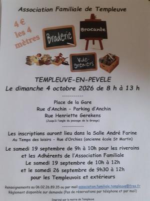 Braderie brocante vide-greniers de l'association familiale