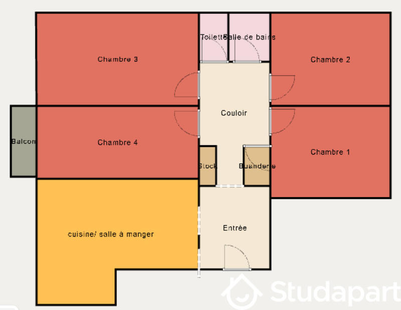 Chambre - 13 m² - 1 pièce