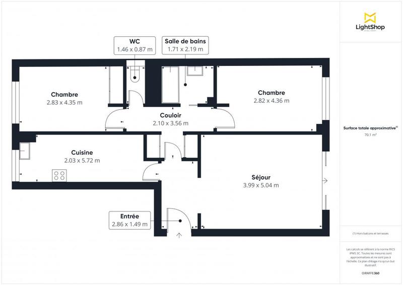 Appartement - 71 m² - 3 pièces