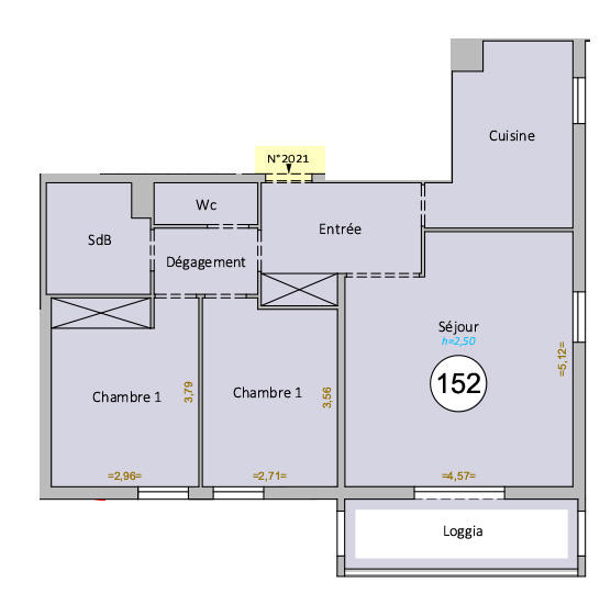 Appartement - 68 m² - 3 pièces
