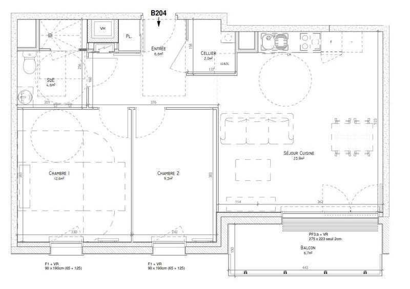 Appartement - 60 m² - 3 pièces
