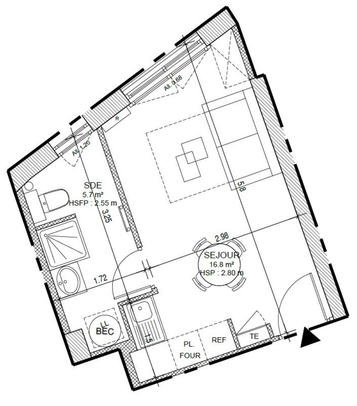 Appartement - 23 m² - 1 pièce