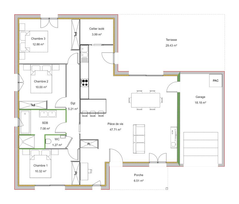 Maison - 98 m² - 4 pièces