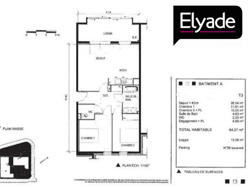Appartement - 64 m² - 3 pièces