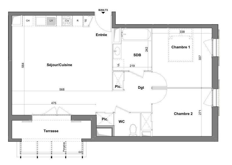 Maison - 65 m² - 3 pièces