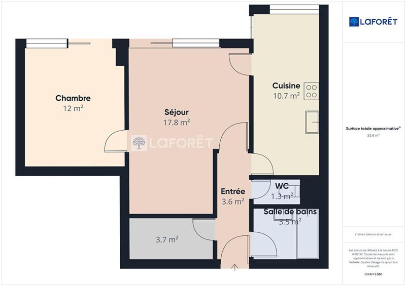 Appartement - 52 m² - 2 pièces