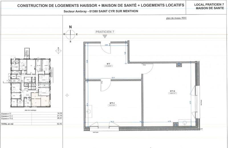 Bureau - 62 m² - 2 pièces