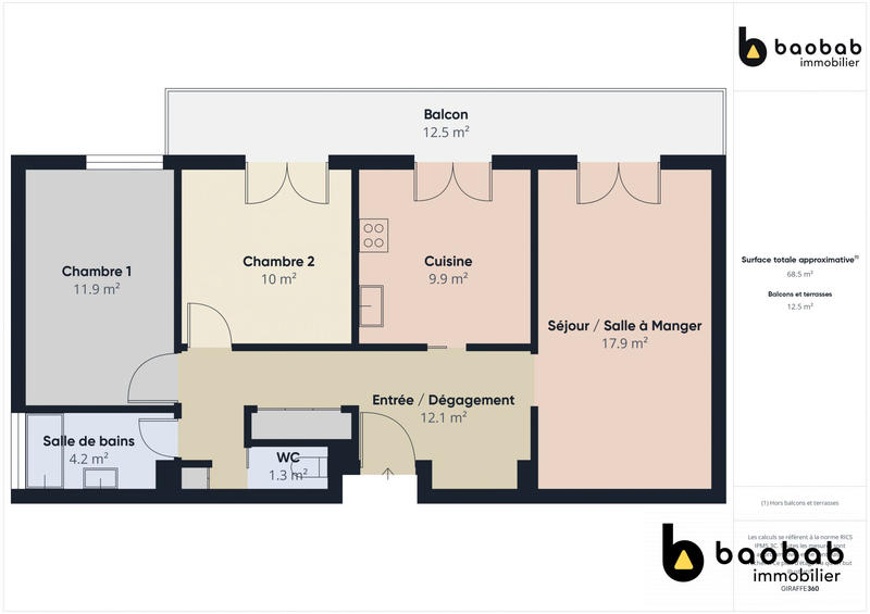 Appartement - 69 m² - 3 pièces