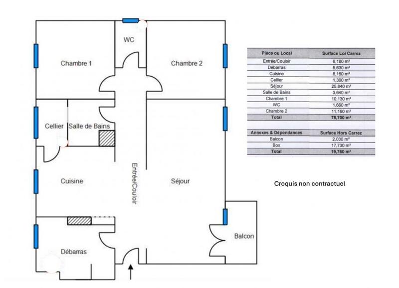 Appartement - 75 m² - 3 pièces