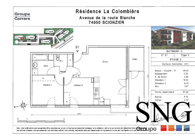 Appartement - 57 m² - 3 pièces