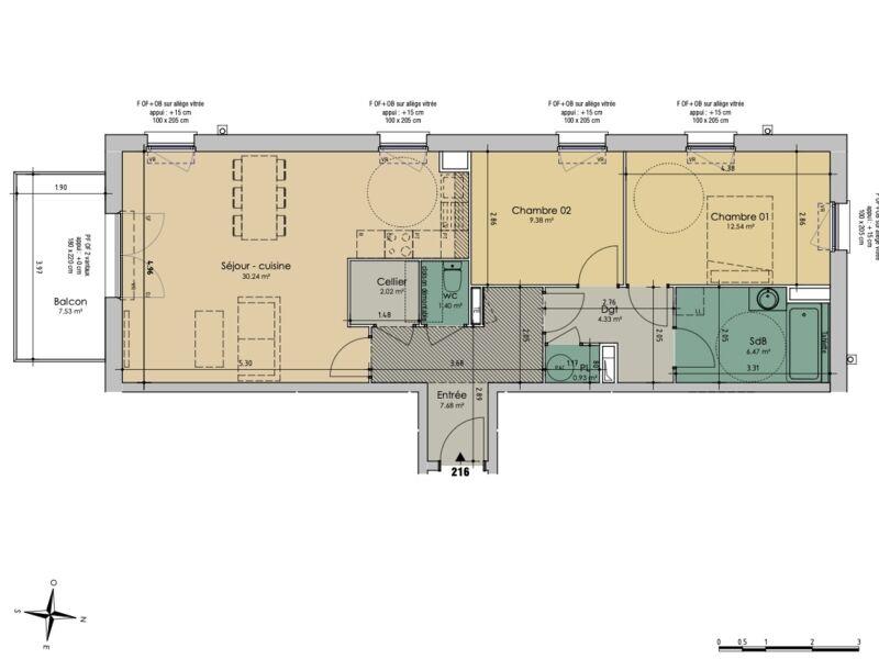 Appartement - 75 m² - 3 pièces