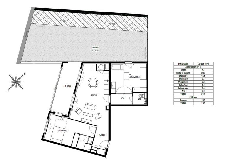 Appartement - 71 m² - 3 pièces