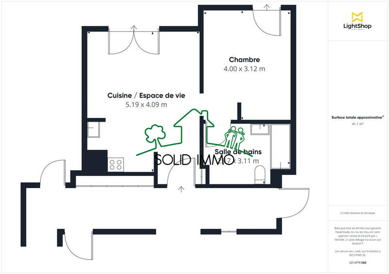 Appartement - 40 m² - 2 pièces