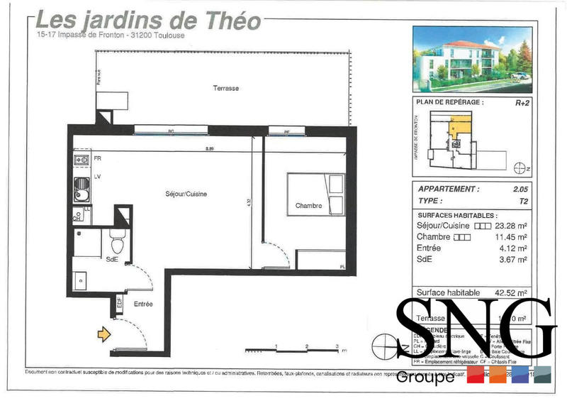 Appartement - 43 m² - 2 pièces