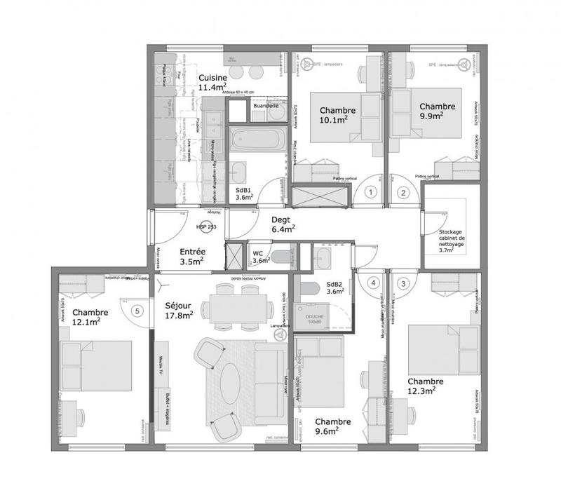 Appartement - 107 m² - 6 pièces