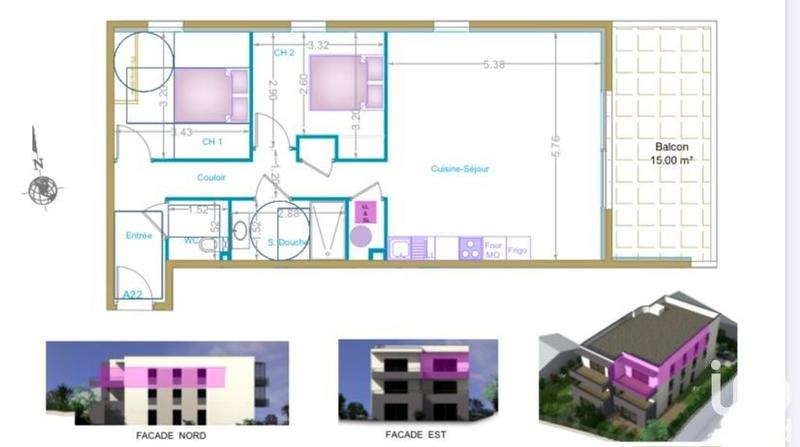 Appartement - 70 m² - 3 pièces