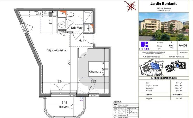 Appartement - 45 m² - 2 pièces