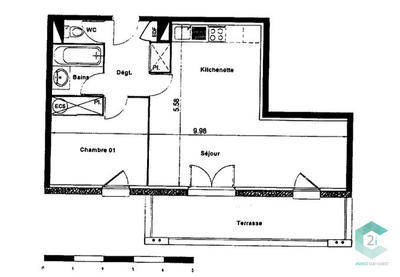 Appartement - 45 m² - 2 pièces