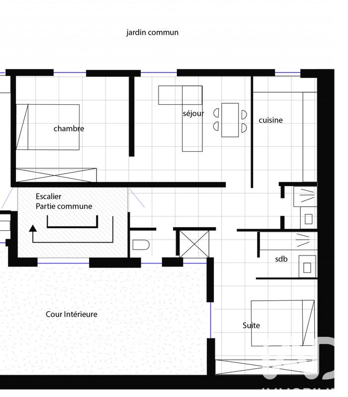 Appartement - 58 m² - 3 pièces