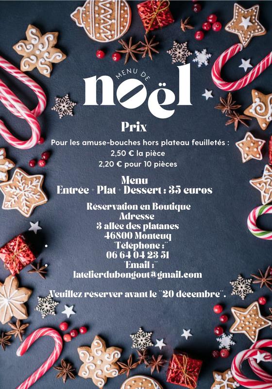 Menu de Noël à l'Atelier du Bon Goût