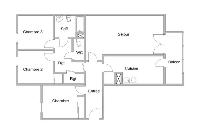 Appartement ancien - 82 m² - 4 pièces