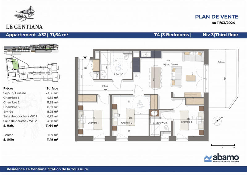 Appartement - 72 m² - 4 pièces