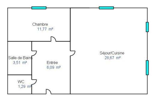 Appartement - 51 m² - 2 pièces