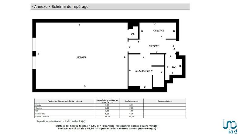 Appartement - 49 m² - 1 pièce