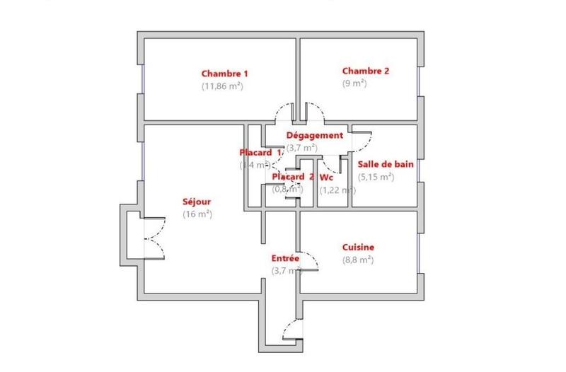 Appartement - 62 m² - 3 pièces