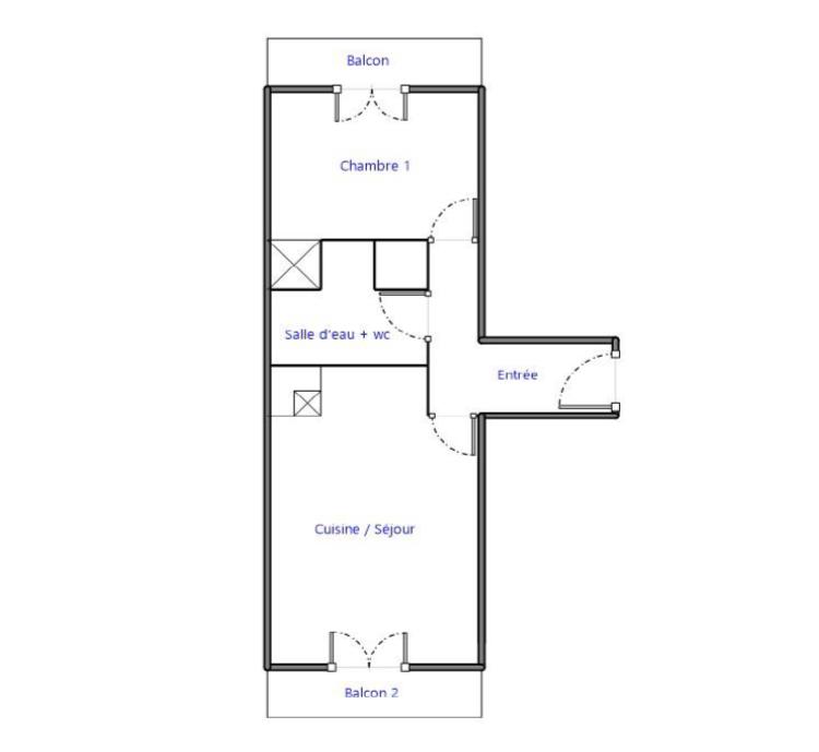 Appartement - 43 m² - 2 pièces