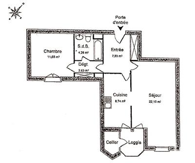 Appartement - 58 m² - 2 pièces