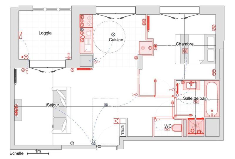Appartement - 45 m² - 3 pièces