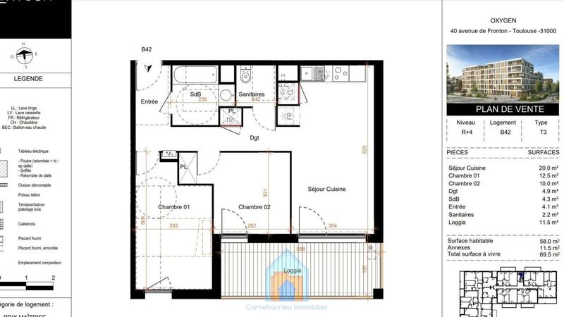 Appartement - 58 m² - 3 pièces